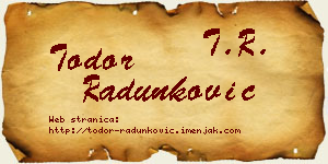 Todor Radunković vizit kartica